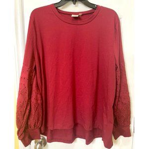 Grace & Emma women's shirt size XL oversized eyelet trimmed sleeves new no tags